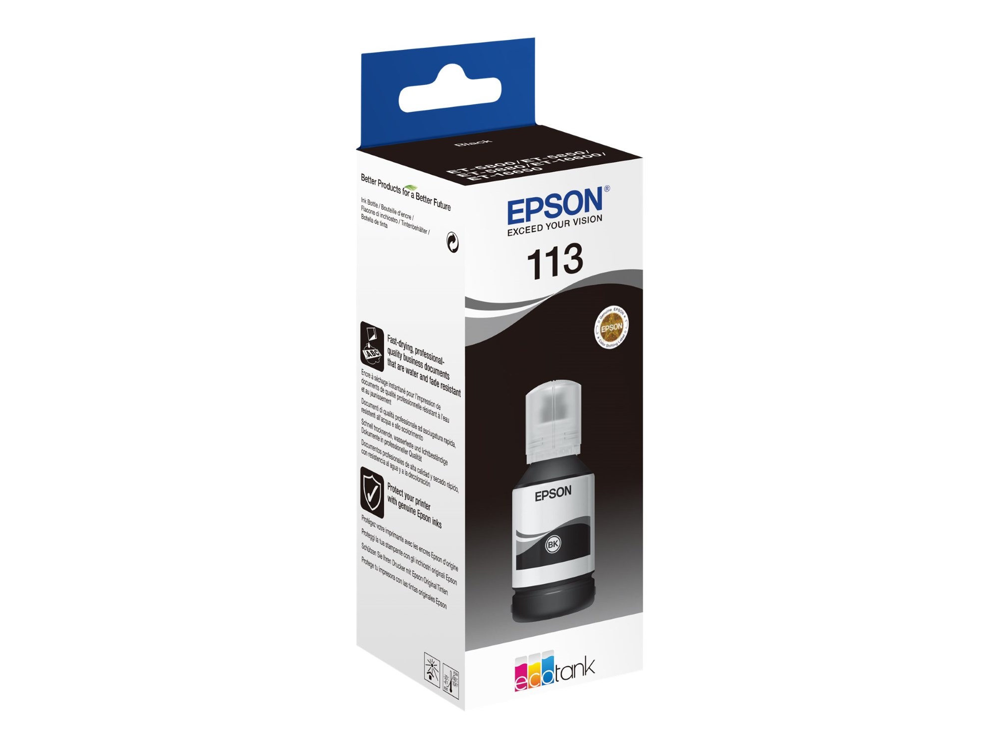 Epson EcoTank Original Nachfülltinte 113 - schwarz - 7.500 Seiten (C13T06B140)
