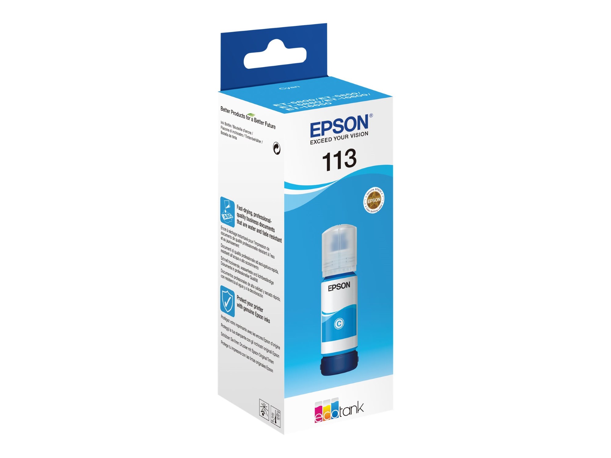 Epson EcoTank Original Nachfülltinte 113 - cyan - 6.000 Seiten (C13T06B240)