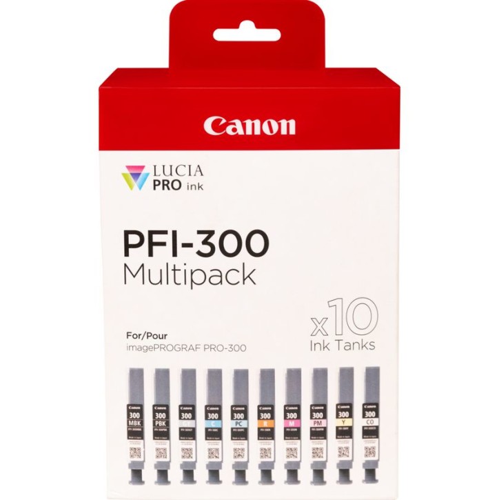 Canon Original Tinte PFI-300 - MBK/PBK/C/M/Y/PC/PM/R/GY/CO - Multipack - je 14,4ml(4192C008)
