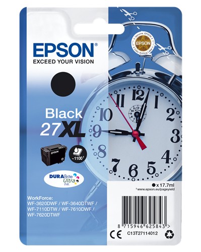 Epson Original Tintenpatrone 27XL schwarz (C13T27114012) 1.100 Seiten