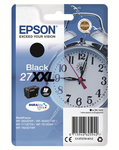 Epson Original Tintenpatrone 27XXL schwarz (C13T27914012) 2.200 Seiten