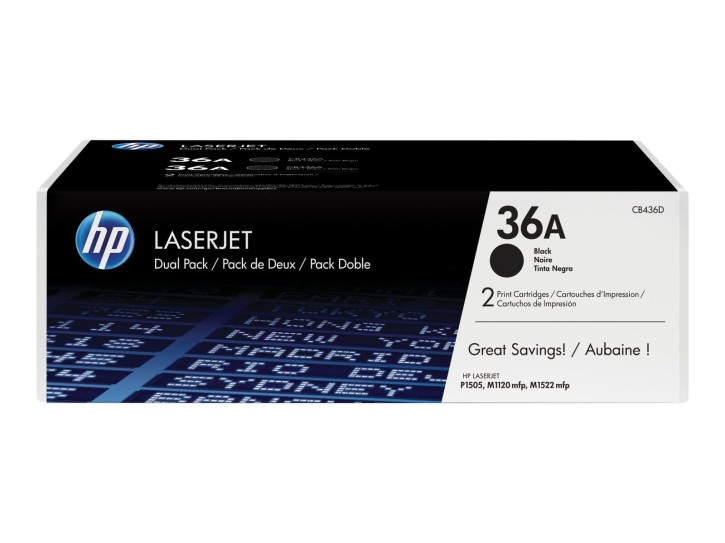 HP Original Toner 36A schwarz (CB436AD) Doppelpack