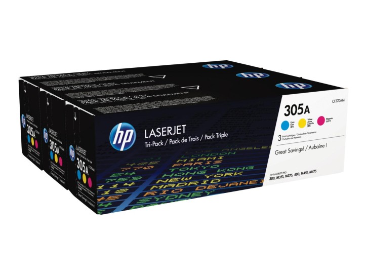 HP Original 305A Toner Dreierpack (CF370AM) cyan/magenta/gelb