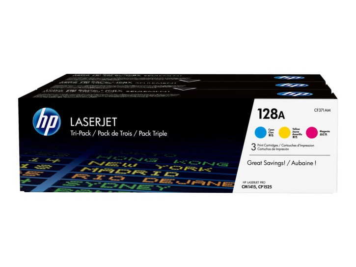 HP Original 128A Toner Dreierpack (CF371AM) cyan/magenta/gelb